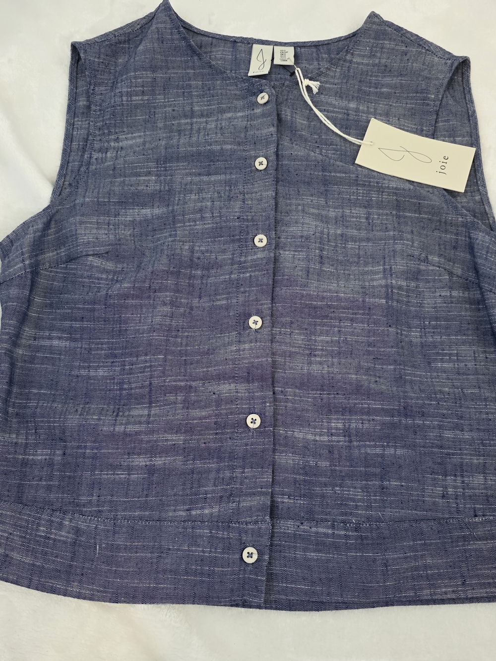 Joie Sleeveless Button-Front Top in Heathered Blue Womens Size Small - Picture 5 of 9